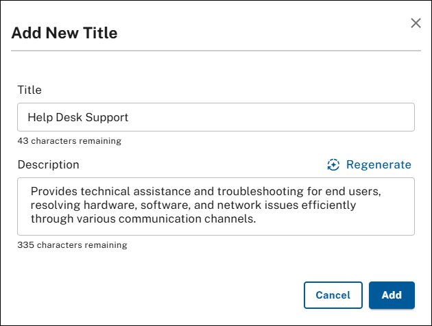 Add new title pop-up completed