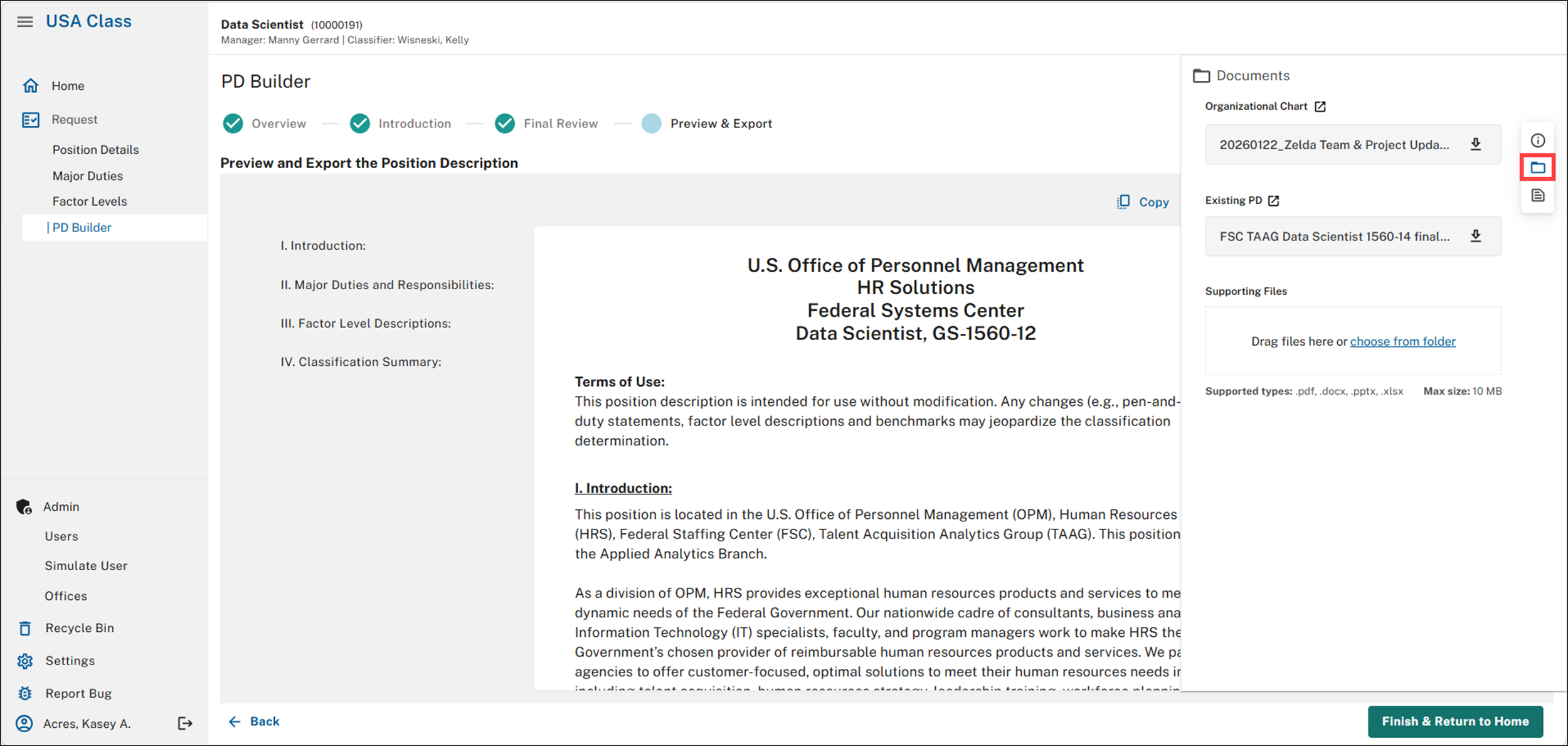 Expanding the Document Panel with the Document icon highlighted